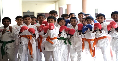 Students practicing karate